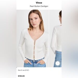 Vince Ivory / White Ribbed Pearl-Button Cardigan Sweater